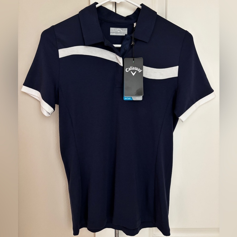 Callaway‎ Women's Golf Polo Shirt with Opti-Dri, Navy Athletic Top Size Small